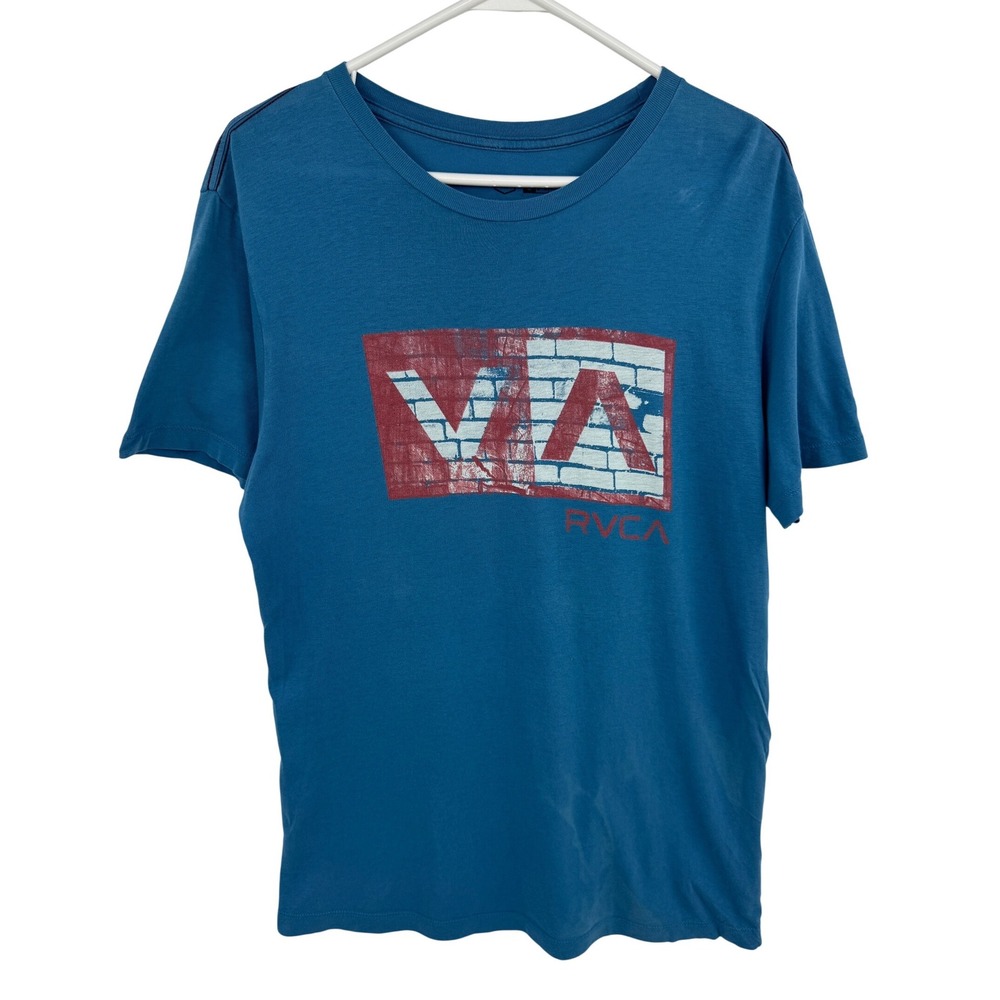 RVCA Artist Network Program Mens Blue Graphic T-Shirt VA Brick Logo Size M